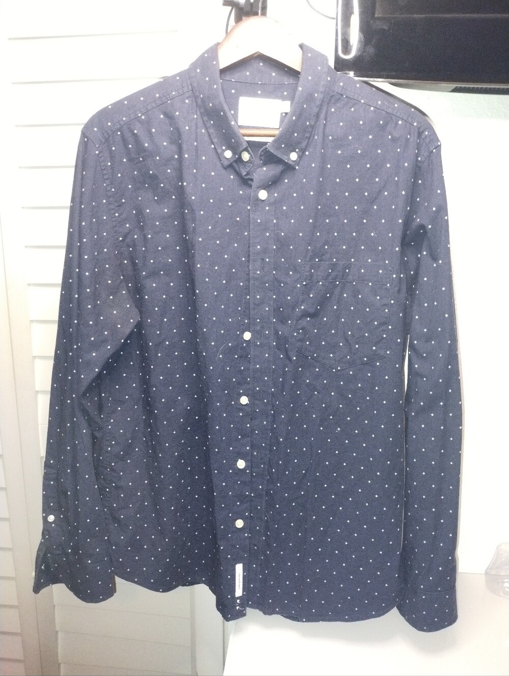 Goodfellow & Co. Slim Fit Northrop Poplin Button-Down Shirt Navy "Night Sky" - L
